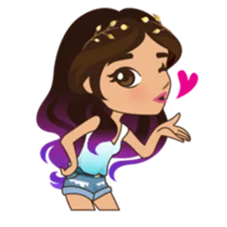 😘 Desenho animado, Menina, Beijo, Chibi, Fofo telegram sticker