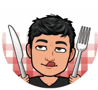 😋 cartoon, food, fork, knife, eating, avatar, bitmoji telegram sticker