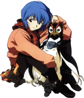 🛻 Rei Ayanami Neon Genesis Evangelion anime, rei ayanami, penguin, character, neon genesis evangelion telegram sticker