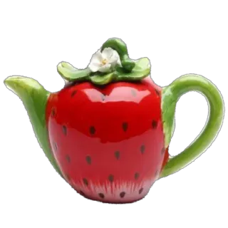 🫥 teapot, strawberry, kitchenware, tableware, ceramics, tea, cute telegram sticker