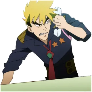 😠 anime, angry, blond, military uniform, stars, tie telegram sticker