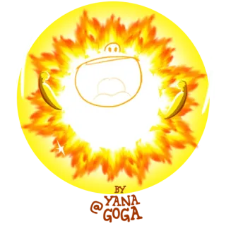 🔥 BY desenho animado, amarelo, laranja, expressão, rosto, brilho whatsapp sticker