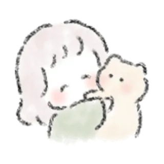 🧃 女孩, 猫, 拥抱, 可爱, 卡通 whatsapp sticker
