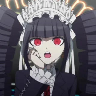 🃏 Celestia Ludenberg Danganronpa Anime, Celestia Ludenberg, Danganronpa, Gótico, Maria-chiquinha, Olhos vermelhos, Maid telegram sticker