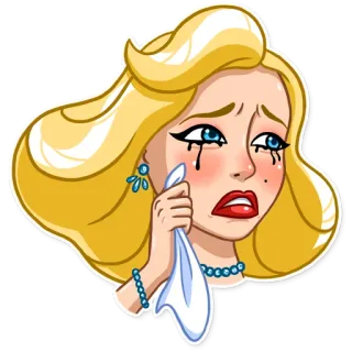 😢 плачет, грустный, эмоциональный, блондинка, женщина whatsapp sticker