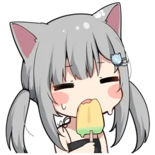 🍨 anime, cat girl, popsicle, cute, kawaii, sticker, chibi telegram sticker