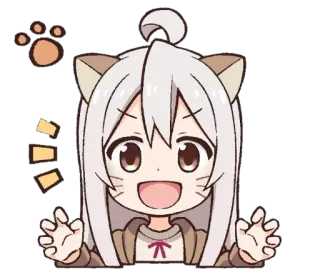 🐱 Anime, Kawaii, Kucing, Lucu, Gadis telegram sticker