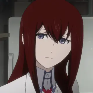 ⏱ Kurisu Makise Steins;Gate Anime, Cientista, Jaleco, Cabelo ruivo whatsapp sticker