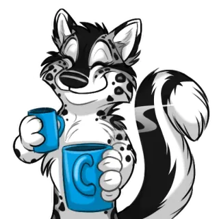☕️ animal, gambá, desenho animado, café, xícara, fofo telegram sticker