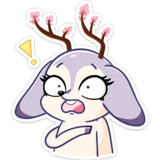 😳 desenho animado, animal, veado, chocado, ponto de exclamação, surpresa telegram sticker