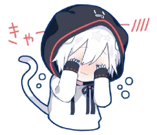 😳 きゃー anime, catboy, cute, sparkles whatsapp sticker