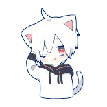 😅 кот, аниме, каваий, милый, стикер, белые волосы, уши telegram sticker