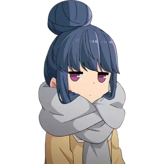 😐 Rin Shima Laid-Back Camp anime, character, cartoon, cute telegram sticker
