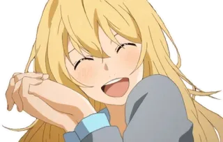 🙂 Kaori Miyazono Your Lie in April Anime, Ragazza, Sorriso, Felice, Personaggio, Bionda telegram sticker