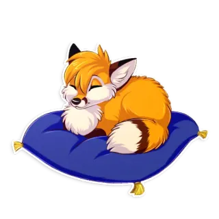 😌 renard, animal, mignon, sommeil, oreiller, dessin animé, poilu telegram sticker
