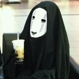 👁‍🗨 No Face Spirited Away @ricons senzavolto, la città incantata, ghibli, anime, boba, bevanda, fantasma telegram sticker