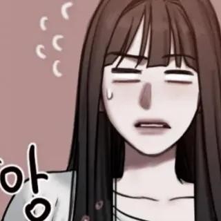💀 항 hoạt hình, anime, phụ nữ, mồ hôi, mặt, xấu hổ whatsapp sticker