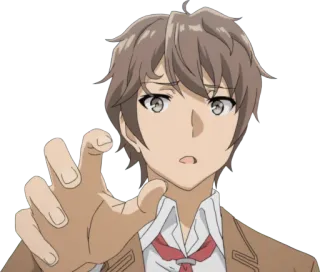 😦 Anime, Junge, Greifen, Neutral, Braunes Haar telegram sticker
