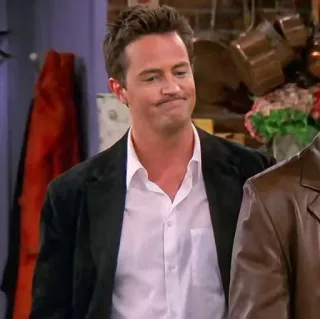 😕 Chandler Bing Friends Chandler, Matthew Perry, Friends, sitcom, années 90, personnage, série TV whatsapp sticker