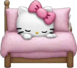 🤩 Hello Kitty Hello Kitty, schlafend, Bett, Cartoon, süß, kawaii, Katze telegram sticker
