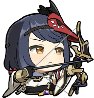 😒 Kujou Sara Genshin Impact อนิเมะ, วิดีโอเกม, นักธนู, Genshin Impact, คุโจ ซาระ, จิบิ telegram sticker