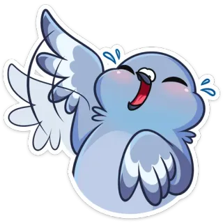 😂 chim, bồ câu, hoạt hình, dễ thương, vui vẻ, cười, nhãn dán telegram sticker