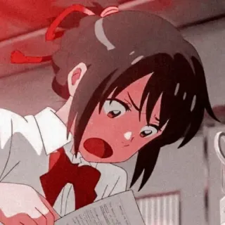 💫 Mitsuha Miyamizu Your Name Anime, Mitsuha, Miyamizu, Your Name, sốc, ngạc nhiên telegram sticker