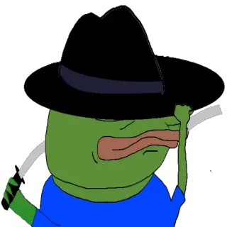 😛 ペペザフロッグ, ヘイトシンボル, 武器, 剣, フェドラ帽 telegram sticker