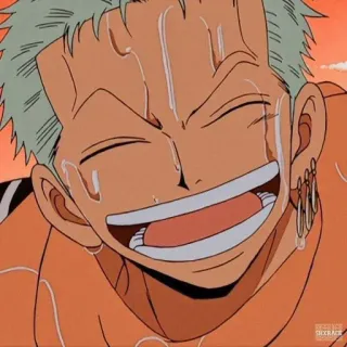 🌽 Roronoa Zoro One Piece anime, one piece, roronoa zoro, zoro, sweaty, smiling, pirate, swordsman telegram sticker