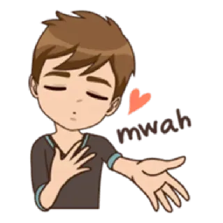 🤩 mwath amore, bacio, cuore, cartoni animati, ragazzo telegram sticker