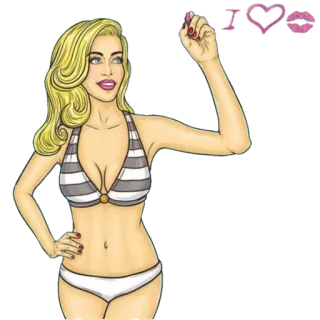 💋 I (heart)  woman, bikini, love, heart, drawing telegram sticker
