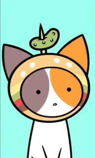 😟 gato, hamburguesa, pepinillo, lindo, dibujos animados telegram sticker
