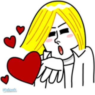 😘 @afasoft การ์ตูน, หัวใจ, จูบ, ความรัก telegram sticker