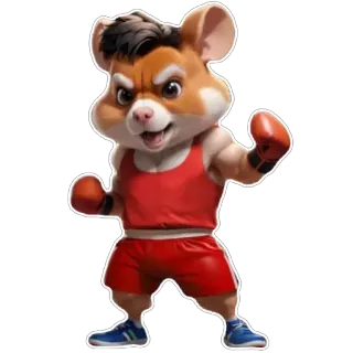 🥊 cartoon, mouse, boxing, animal, anthropomorphic, sports, fitness, red, gloves telegram sticker