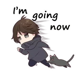 🌚 I'm going now cartoon, leaving, going, anime, cat telegram sticker