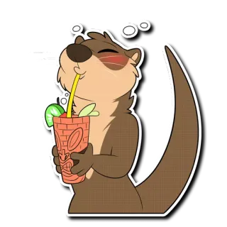 🍹 otter, cartoon, cocktail, animal, drinking telegram sticker