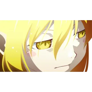 😒 Shinobu Oshino Monogatari Аниме, Персонаж, Синобу Осино, Monogatari, Блондинка, Желтые глаза telegram sticker