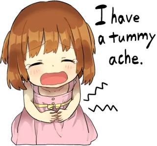 😭 I have a tummy ache. боль в животе, болен, мультфильм, милый, грустный, аниме, девушка, боль telegram sticker