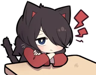 😠 Anime, Catgirl, Manga, Süß, Sticker, Gelangweilt, Kawaii whatsapp sticker