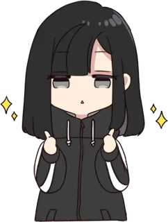 👍 Anime, Fille, Mignon, Dessin animé, Personnage, Autocollant telegram sticker
