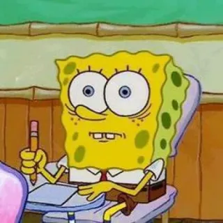 😳 Spongebob Squarepants spongebob, cartoon, writing, squarepants, nickelodeon telegram sticker