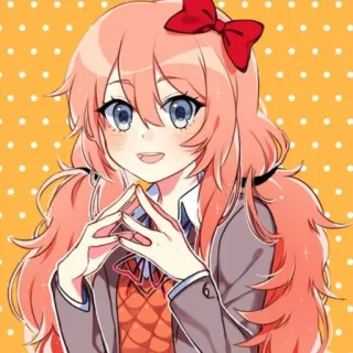 ☺️ Anime, Fille, Personnage, Mignon, Nœud rouge, Uniforme scolaire whatsapp sticker