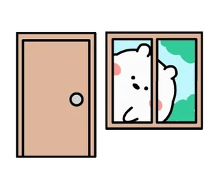 🪟 orso, finestra, porta, cartone animato, carino telegram sticker