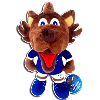⚽ Raposinho maskot, rubah, olahraga, kartun, biru, boneka, mainan telegram sticker