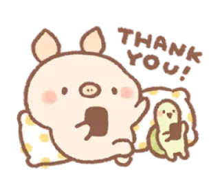☺️ THANK YOU! หมู, สัตว์, ขอบคุณ, น่ารัก, การ์ตูน, สติกเกอร์ telegram sticker