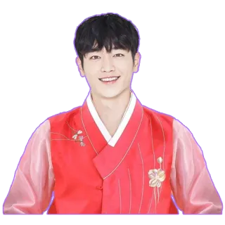 😁 ritratto, uomo, hanbok, coreano, abito tradizionale, sorriso whatsapp sticker