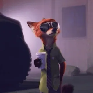 😎 Nick Wilde Zootopia zootopie, renard, nick wilde, dessin animé, disney telegram sticker