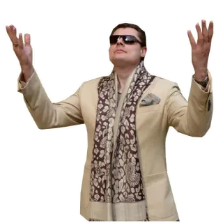 🤗 Mann, Sonnenbrille, Schal, Anzug, Hände hoch, Innenraum, mittelalterlich whatsapp sticker