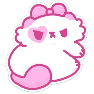 😤 naklejka, słodkie, kawaii, różowy, postać, chmura, serce, wstążka whatsapp sticker