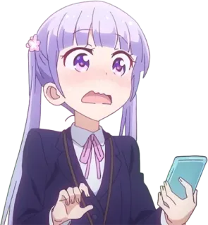 😳 garota anime, cabelo roxo, chocada, fofa, anime telegram sticker